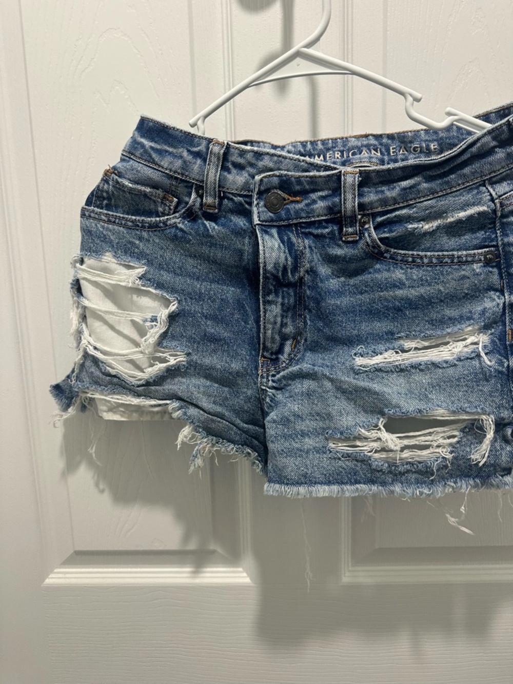 American Eagle Outfitters Distressed Denim Cutoff Shorts - Blue Wash